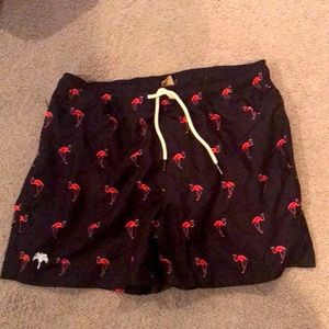OAS pink flamingo Mens swim trunks size medium